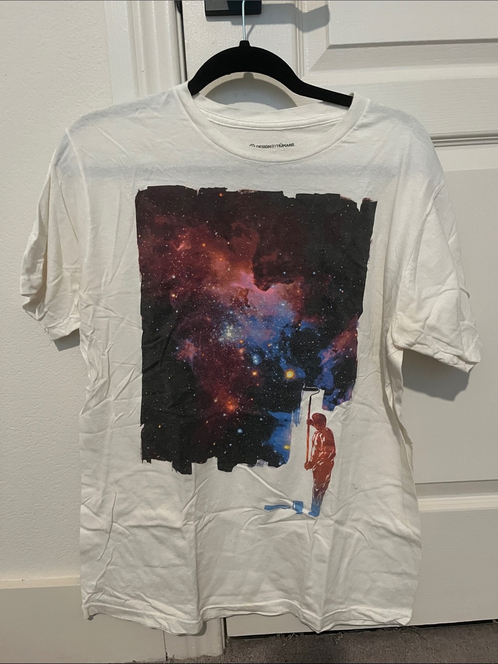 Men’s White Graphic Space Paint T-Shirt